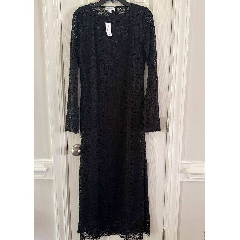 Topshop NWT | black lace long sleeve maxi dress| size US 8-10